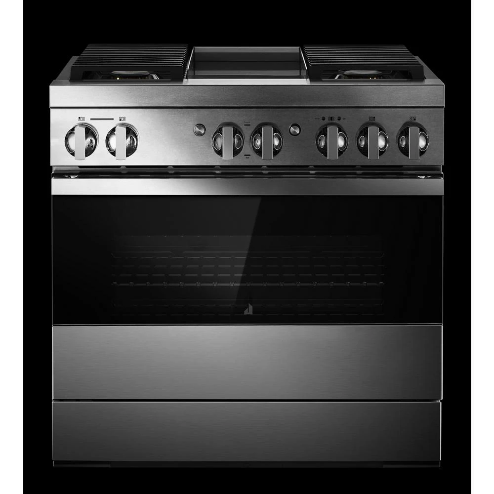 NOIR™ 36" Dual-Fuel Professional Range with Chrome-Infused Griddle JDRP536HM