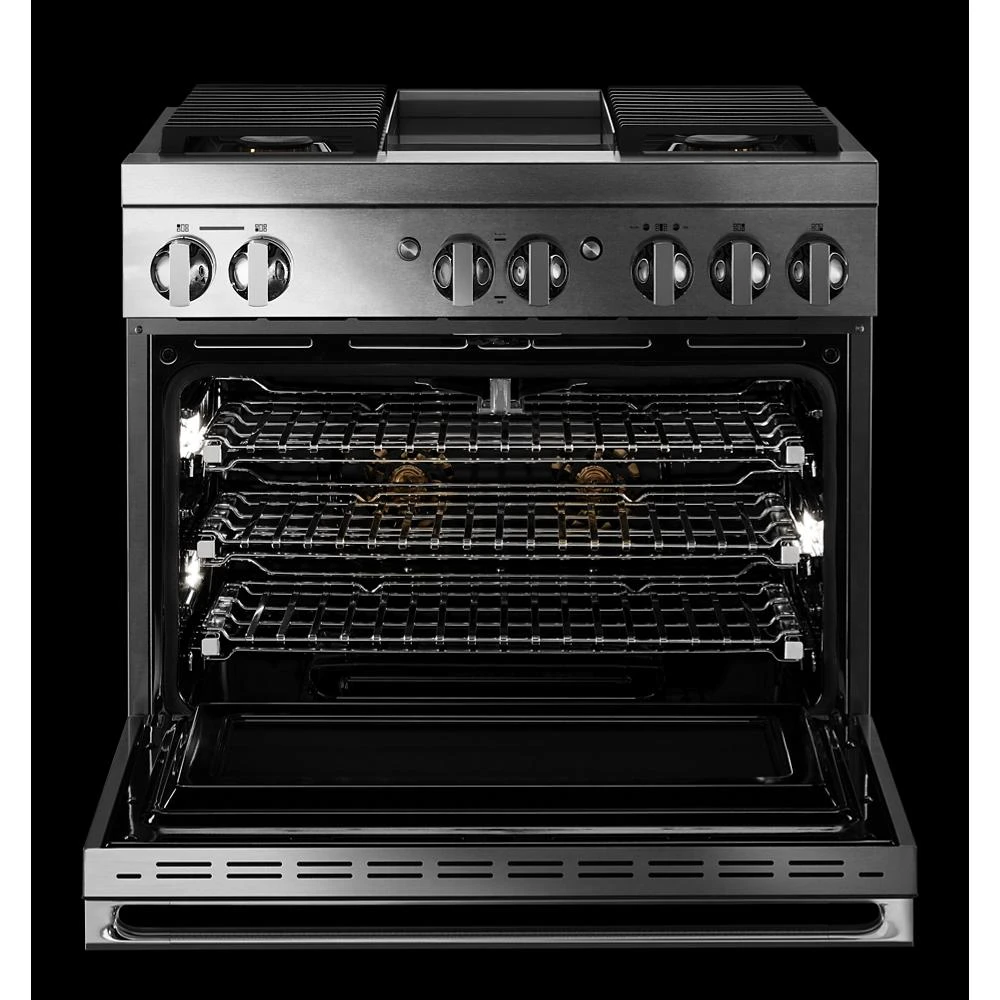 NOIR™ 36" Dual-Fuel Professional Range with Chrome-Infused Griddle JDRP536HM