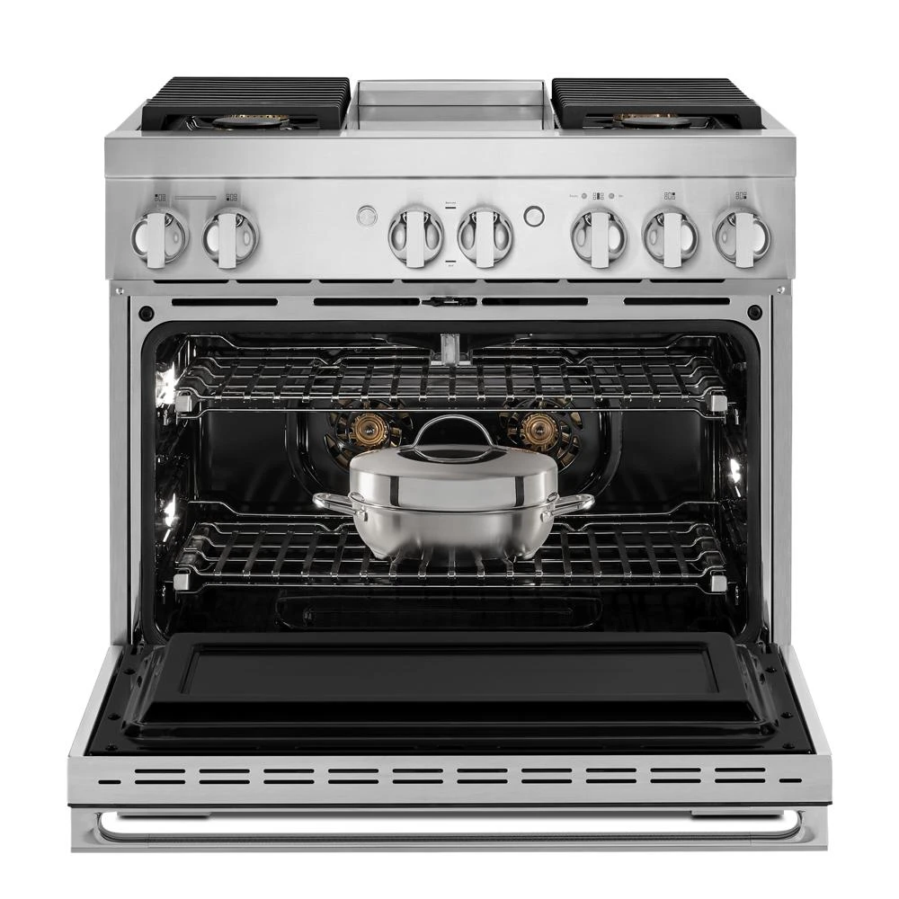 NOIR™ 36" Dual-Fuel Professional Range with Chrome-Infused Griddle JDRP536HM