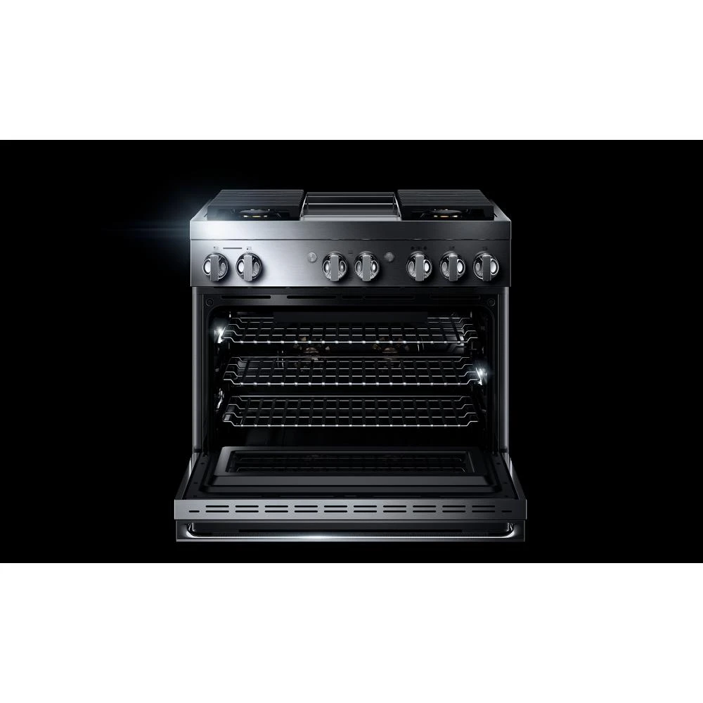 NOIR™ 36" Dual-Fuel Professional Range with Chrome-Infused Griddle JDRP536HM