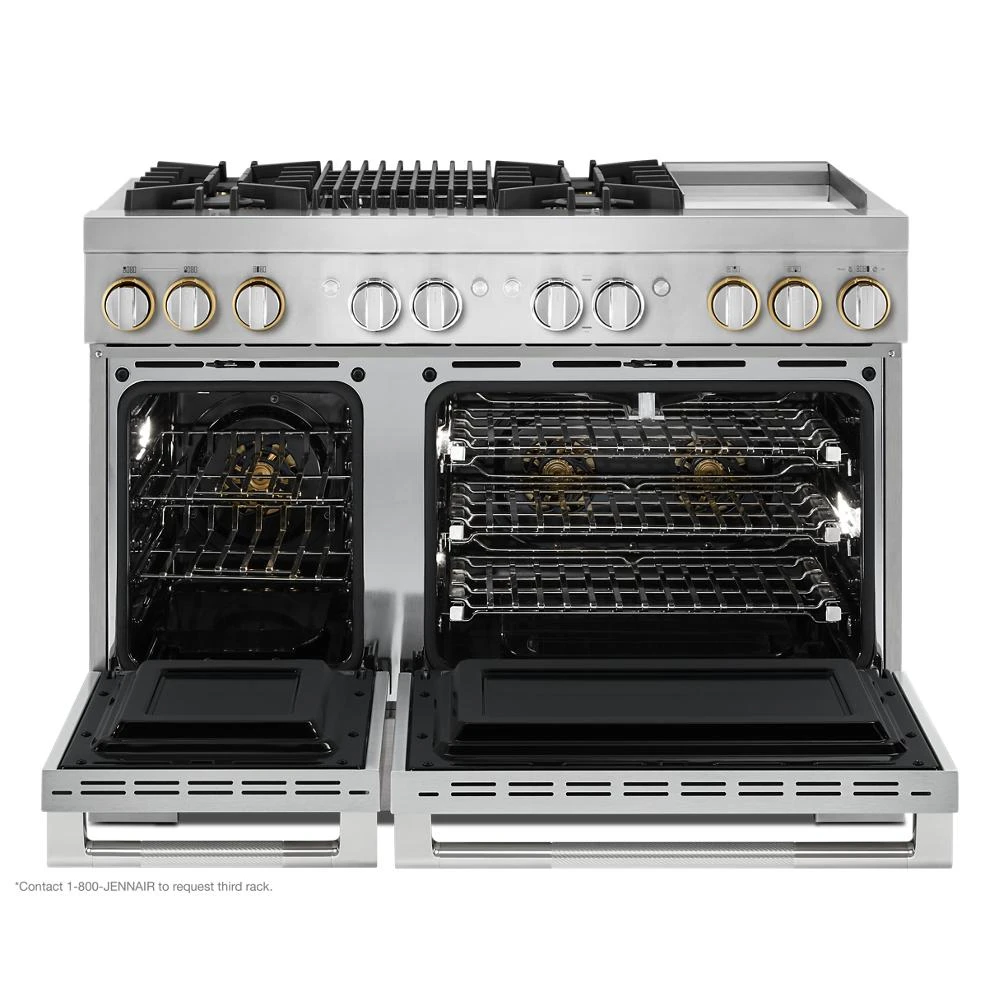 RISE™ 48" Dual-Fuel Professional-Style Range with Chrome-Infused Griddle and Grill JDRP748HL