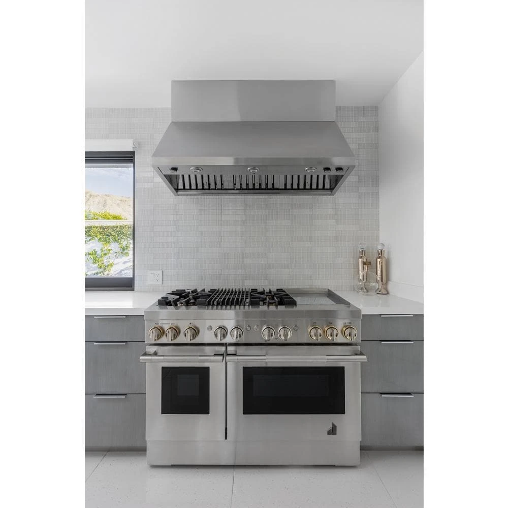 RISE™ 48" Dual-Fuel Professional-Style Range with Chrome-Infused Griddle and Grill JDRP748HL