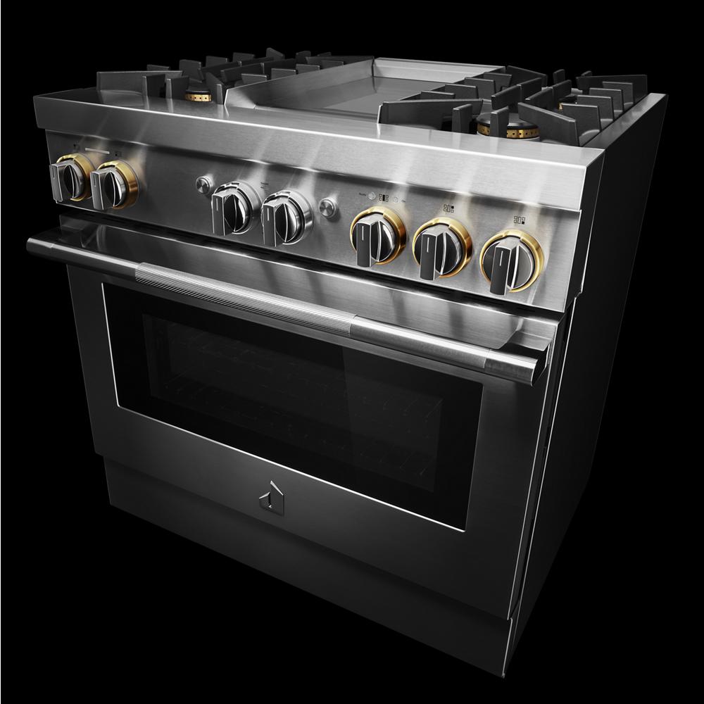 NOIR 36" Dual-Fuel Professional-Style Range with Chrome-Infused Griddle and Steam Assist JDSP536HM