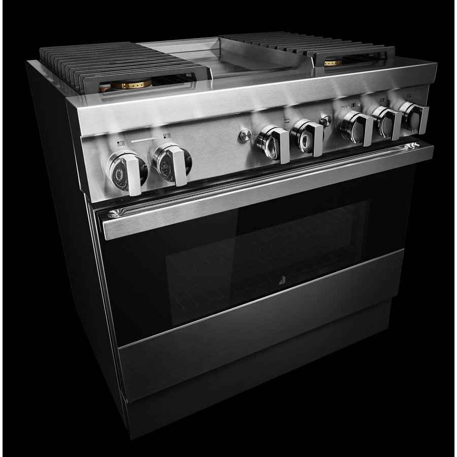 NOIR 36" Dual-Fuel Professional-Style Range with Chrome-Infused Griddle and Steam Assist JDSP536HM