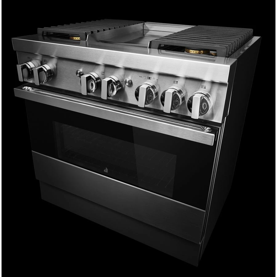 NOIR 36" Dual-Fuel Professional-Style Range with Chrome-Infused Griddle and Steam Assist JDSP536HM