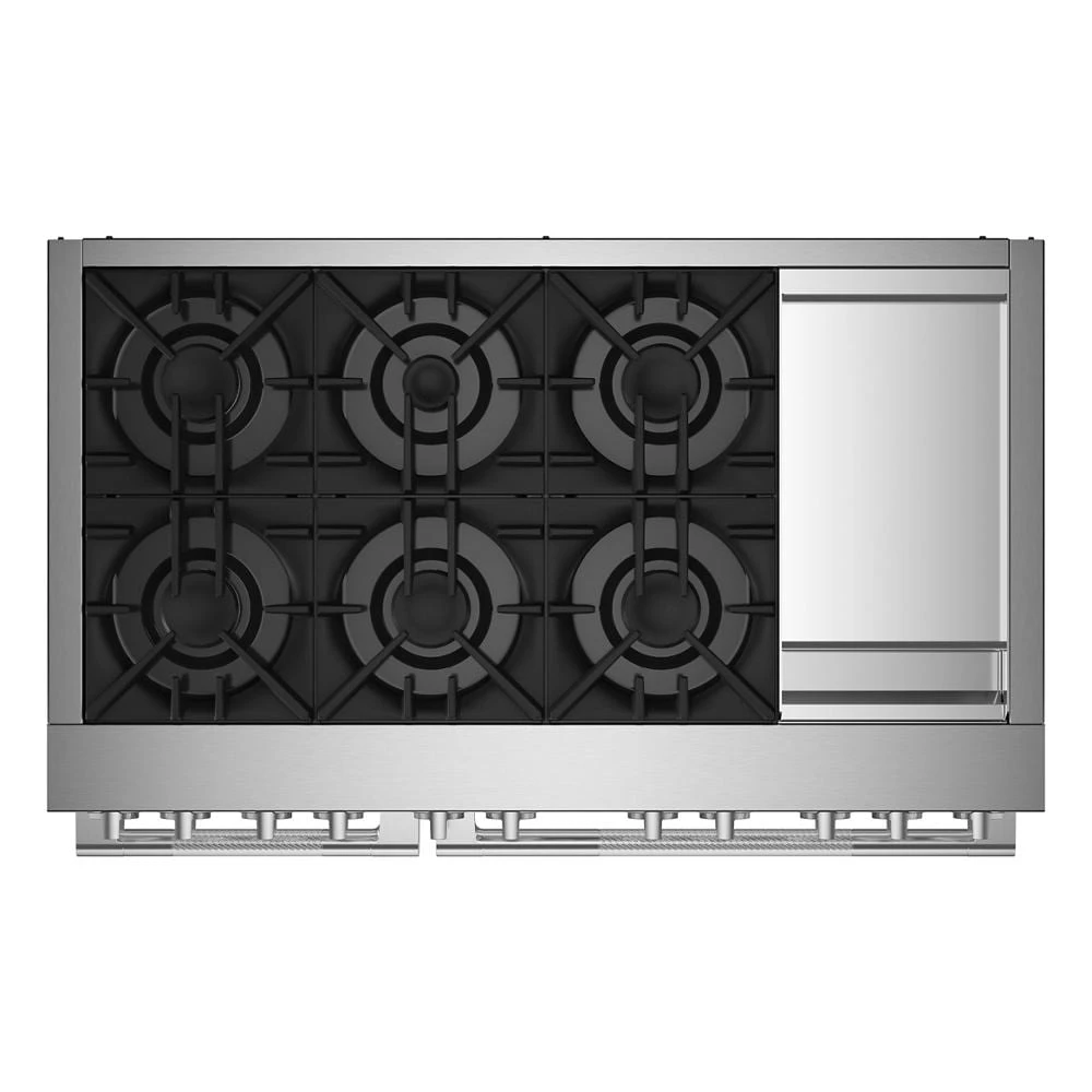 RISE™ 48" Dual-Fuel Professional-Style Range with Chrome-Infused Griddle and Steam Assist JDSP548HL