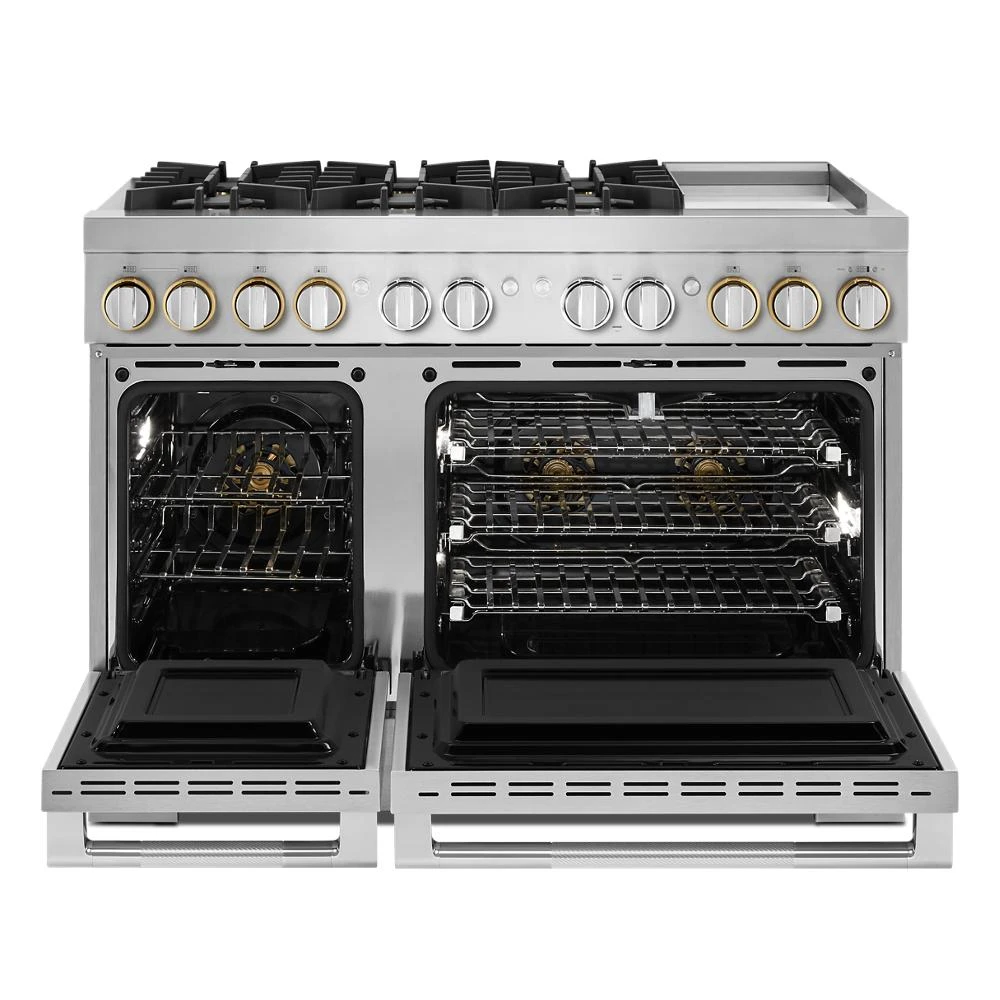 RISE™ 48" Dual-Fuel Professional-Style Range with Chrome-Infused Griddle and Steam Assist JDSP548HL