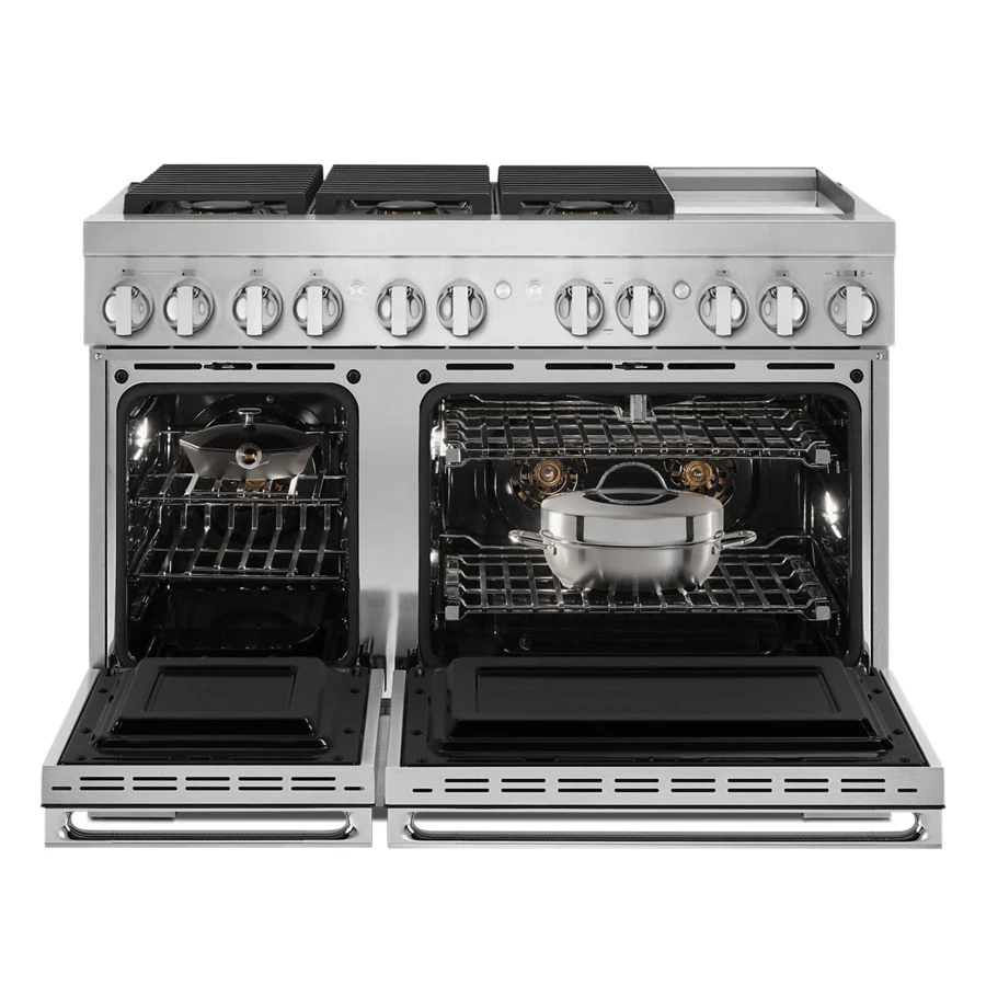 NOIR 48" Dual-Fuel Professional-Style Range with Chrome-Infused Griddle and Steam Assist JDSP548HM