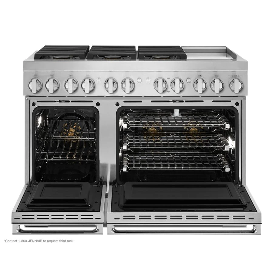 NOIR 48" Dual-Fuel Professional-Style Range with Chrome-Infused Griddle and Steam Assist JDSP548HM