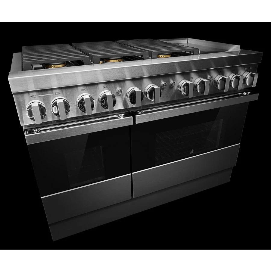 NOIR 48" Dual-Fuel Professional-Style Range with Chrome-Infused Griddle and Steam Assist JDSP548HM