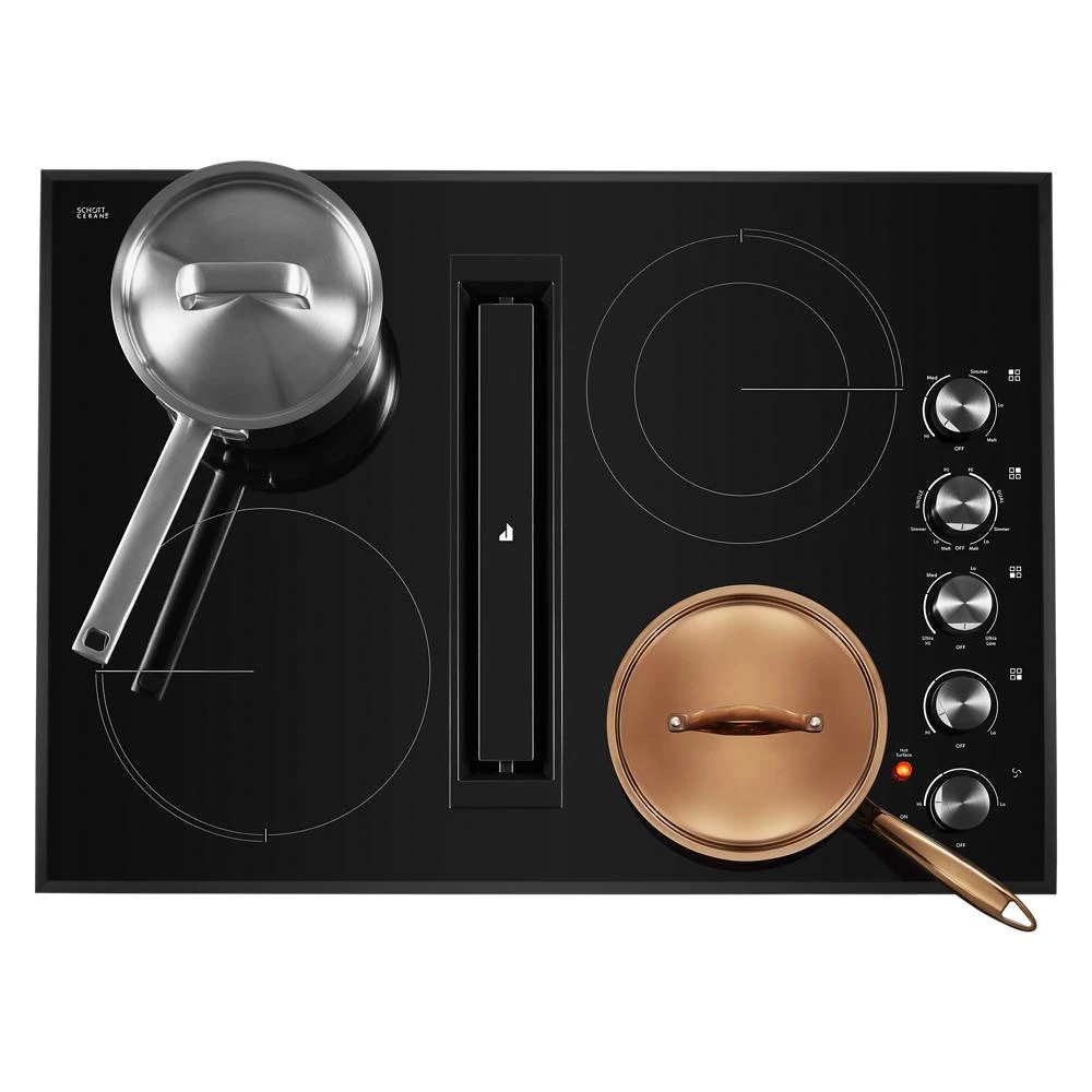 Black Floating Glass 30" JX3™ Electric Downdraft Cooktop JED3430GB