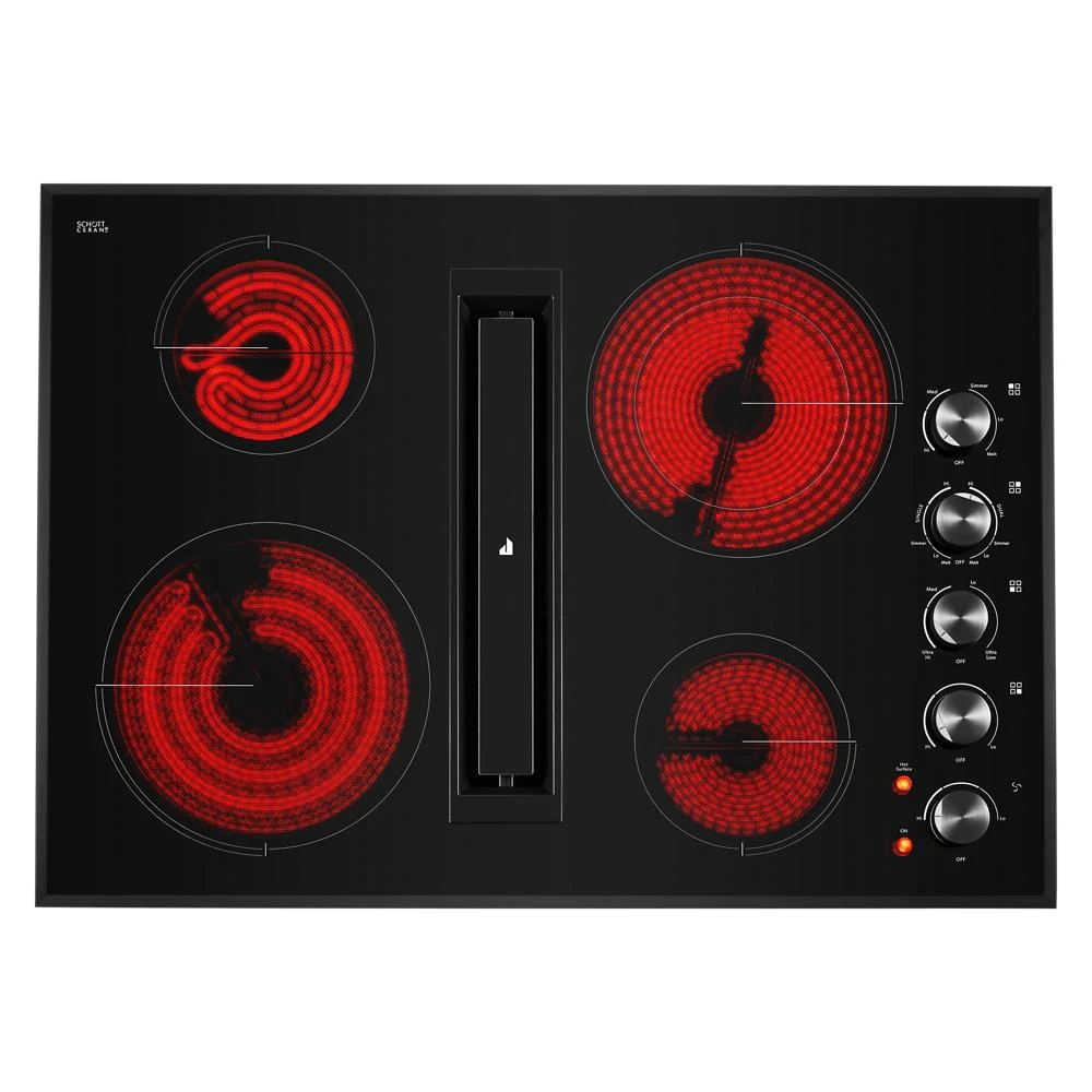 Black Floating Glass 30" JX3™ Electric Downdraft Cooktop JED3430GB