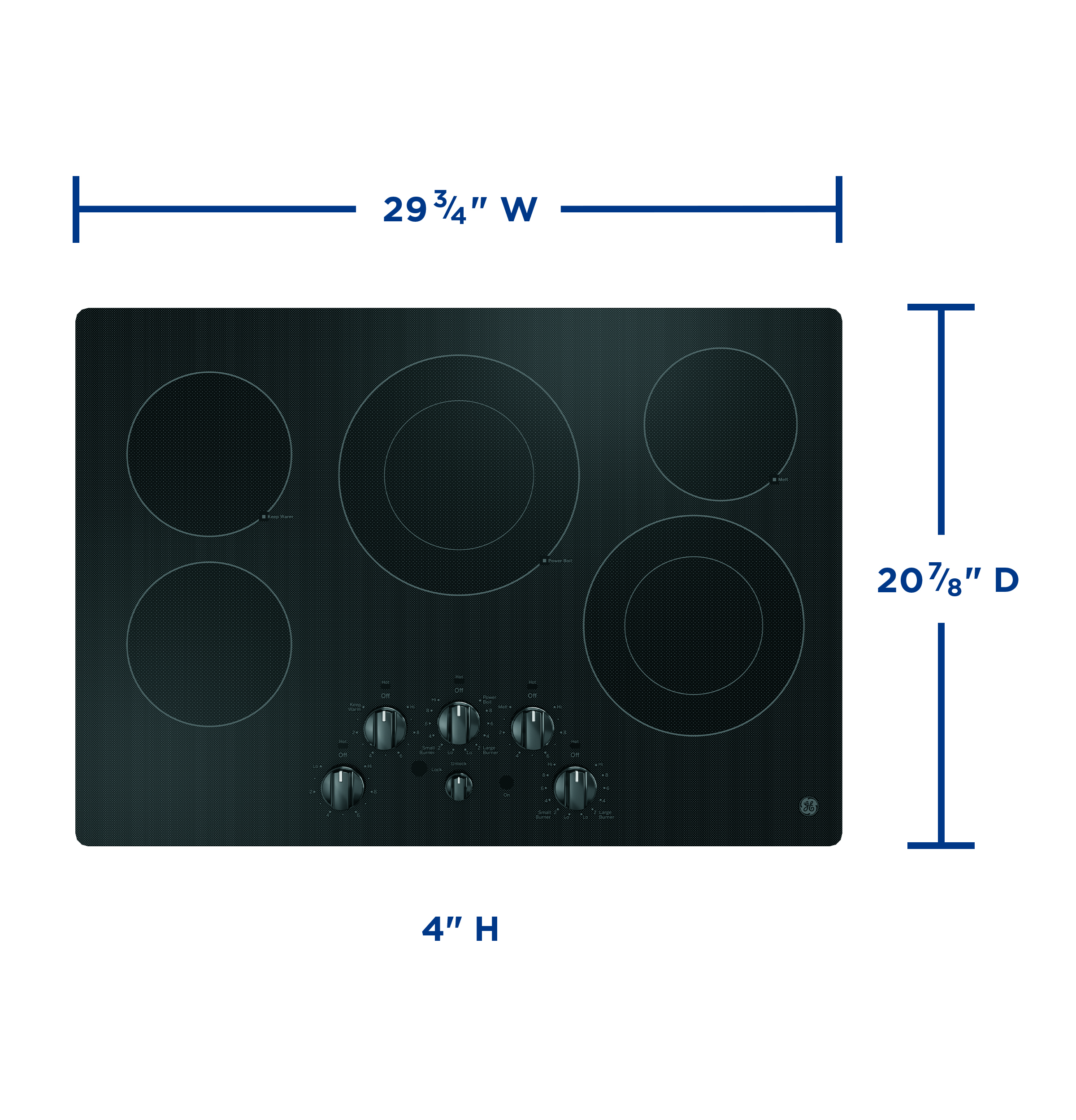 30" Built-In knob Control Electric Cooktop JEP5030DTBB