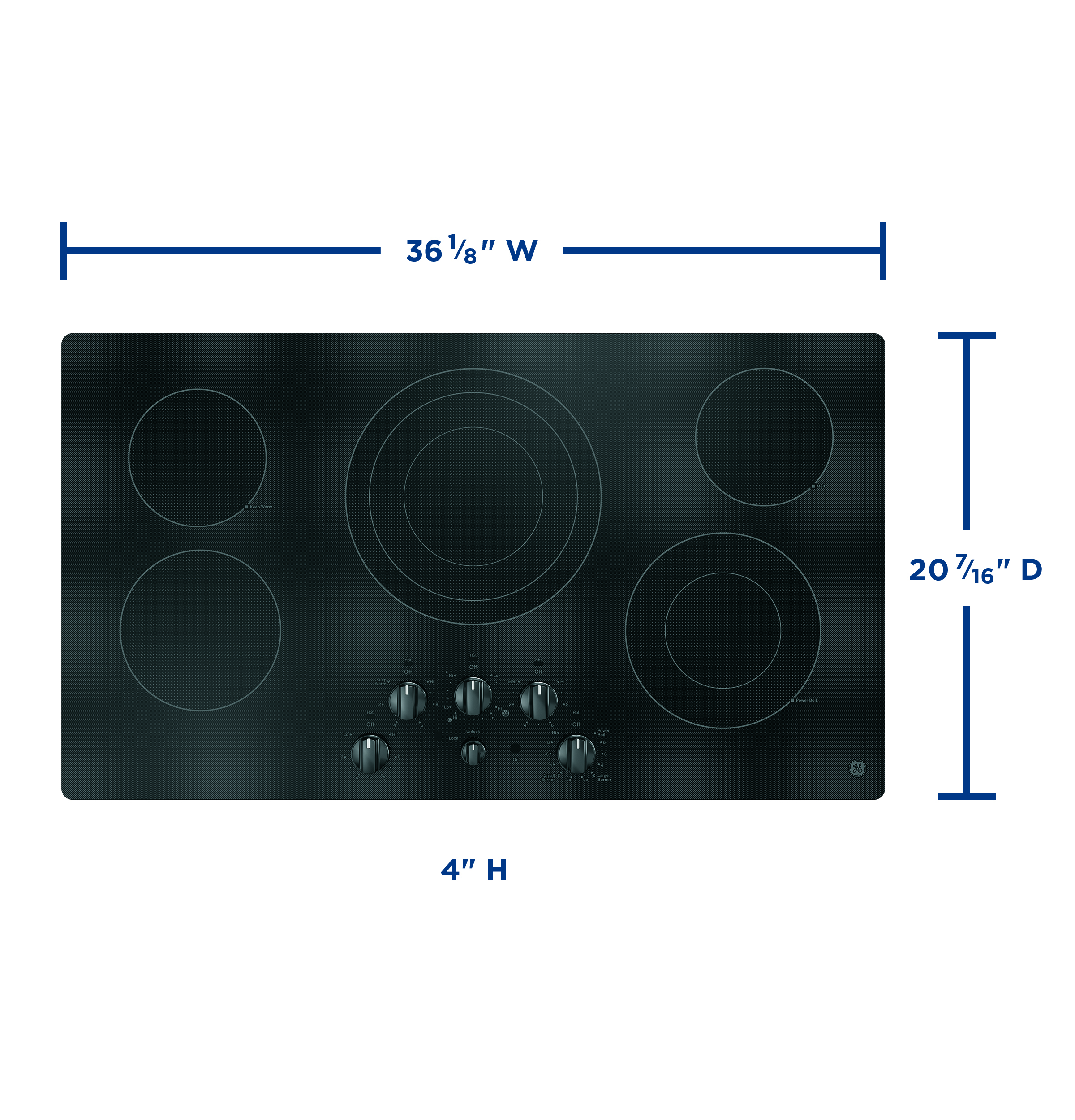 Ge® 36" Built-in Knob Control Electric Cooktop JEP5036DTBB