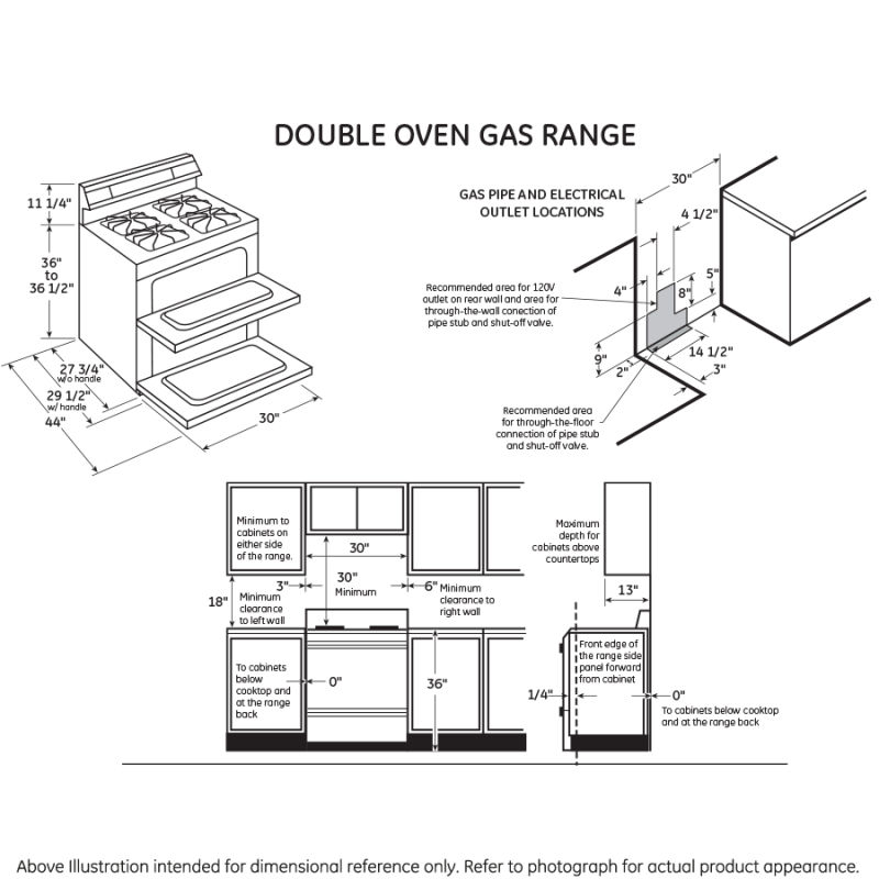 30" Free-Standing Gas Double Oven Range JGB850DEFWW