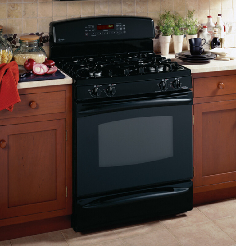 Free-Standing Self-Clean Convection Gas on Glass Range with Warming Drawer JGB920BEFBB