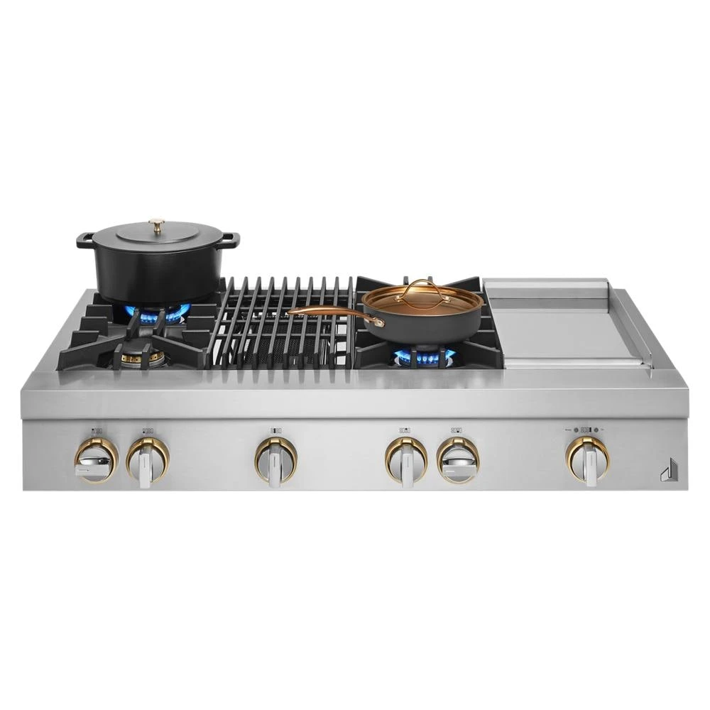RISE 48" Gas Professional-Style Rangetop with Chrome-Infused Griddle and Grill JGCP748HL