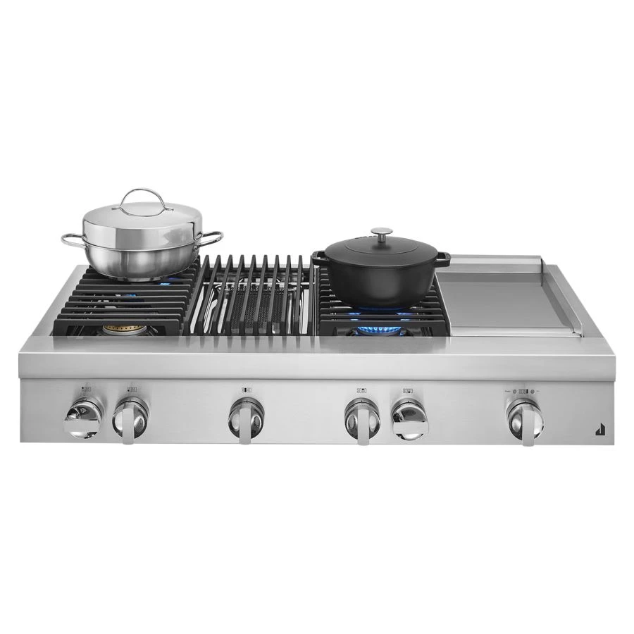 NOIR 48" Gas Professional-Style Rangetop with Chrome-Infused Griddle and Grill JGCP748HM