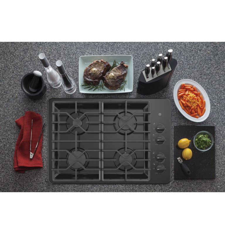 30" Built-In Gas Cooktop with Dishwasher-Safe Grates JGP3030DLBB