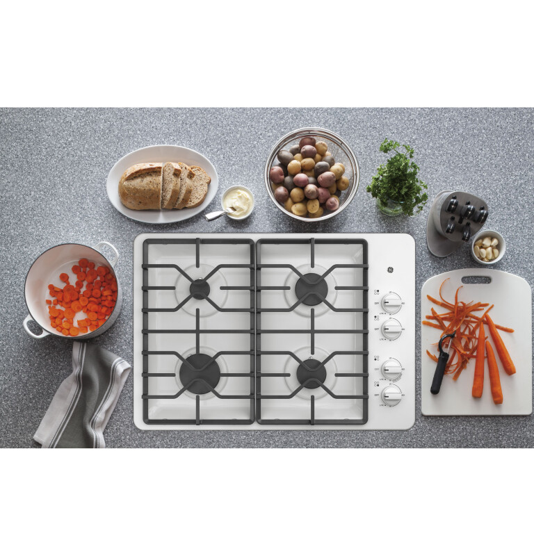 30" Built-In Gas Cooktop with Dishwasher-Safe Grates JGP3030DLWW