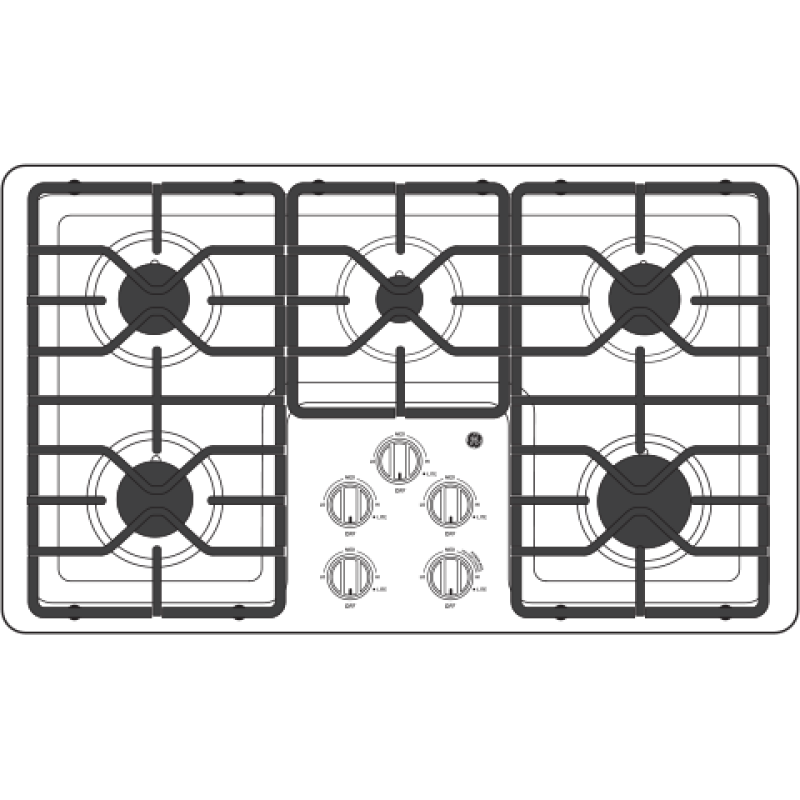 36" Built-In Gas Cooktop with Dishwasher-Safe Grates JGP3036DLWW