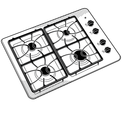 30" Built-In Gas Cooktop JGP333SETSS