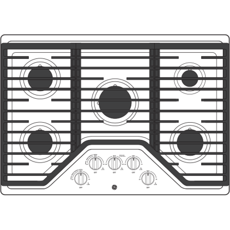 30" Built-In Gas Cooktop with 5 Burners and Dishwasher Safe Grates JGP5030SLSS