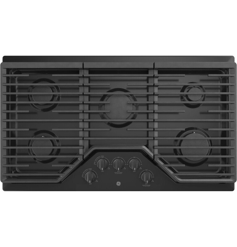 GE 36" Built-In Gas Cooktop with 5 Burners and Dishwasher Safe Grates Black JGP5036DLBB Picture 1