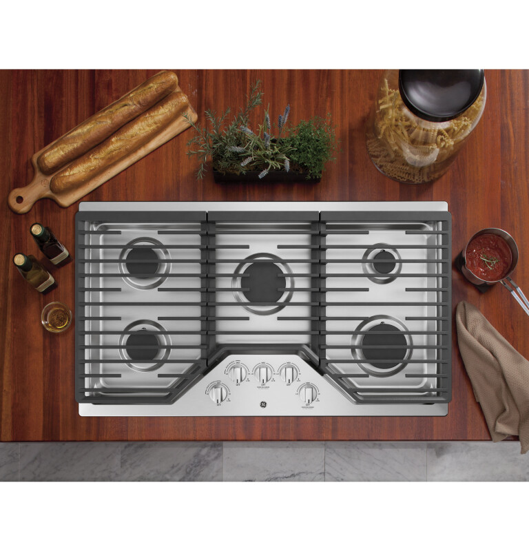 36" Built-In Gas Cooktop with 5 Burners and Dishwasher Safe Grates JGP5036SLSS