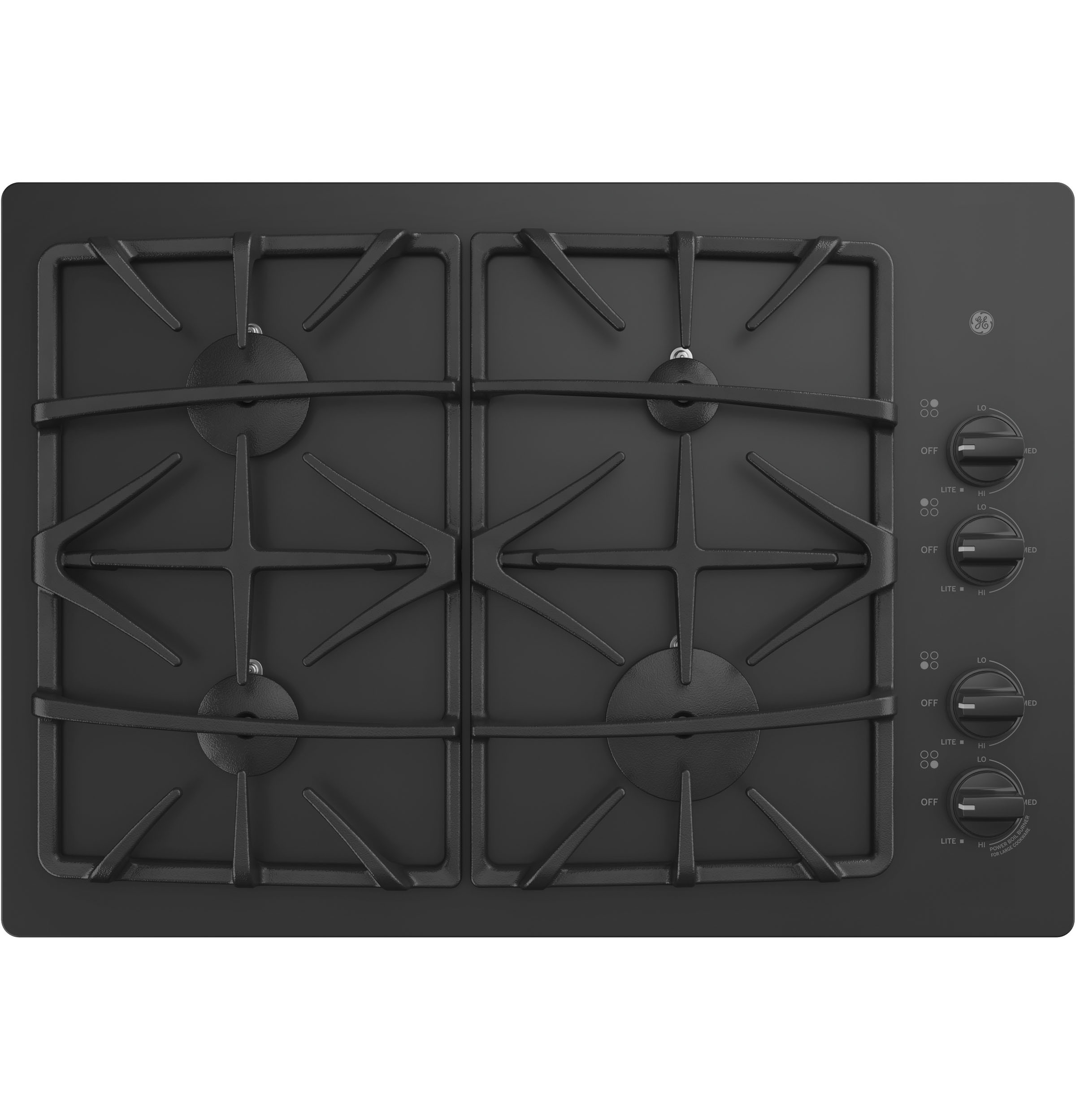 30" Built-In Gas on Glass Cooktop with Dishwasher Safe Grates JGP5530DLBB