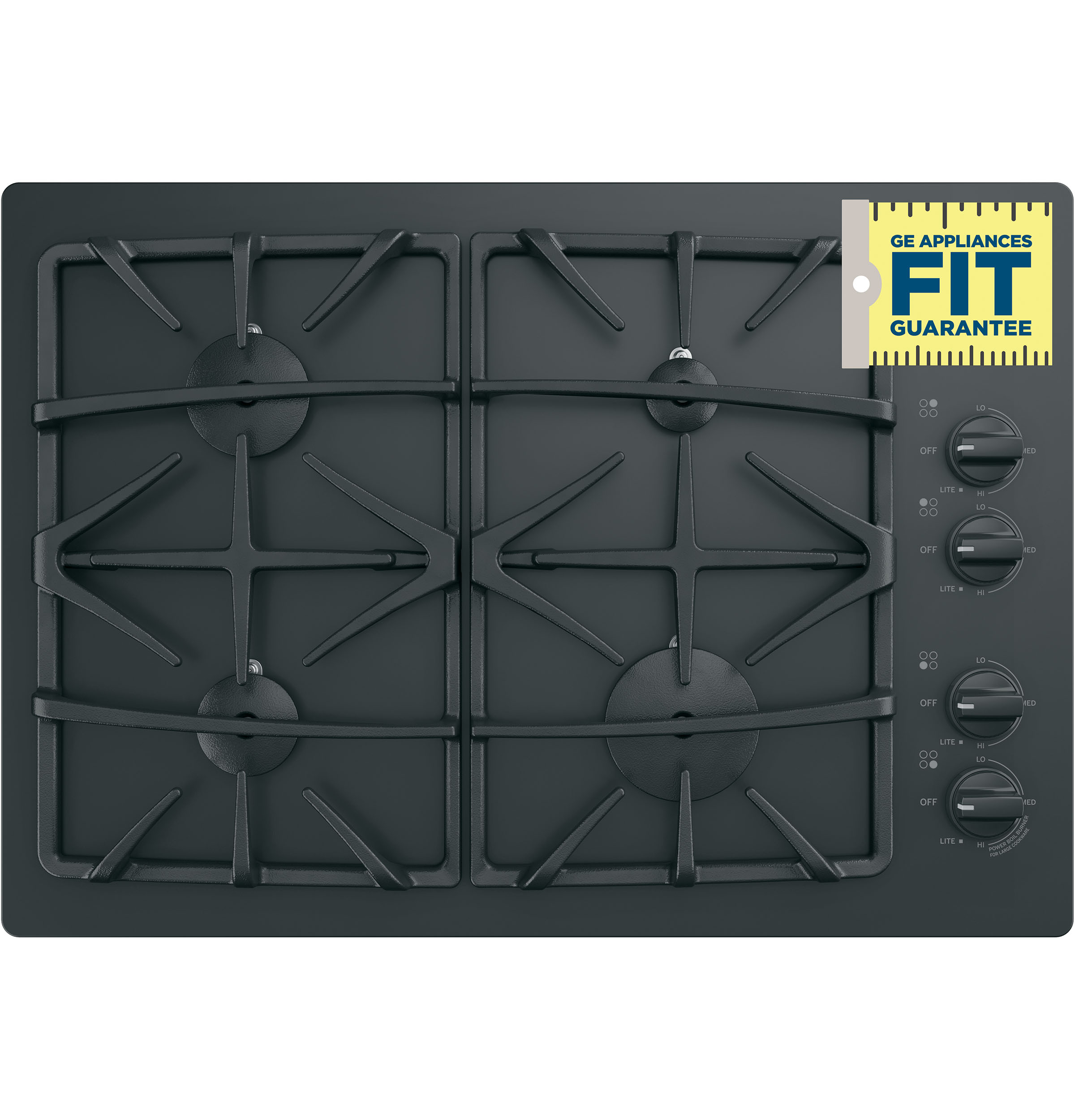 30" Built-In Gas on Glass Cooktop with Dishwasher Safe Grates JGP5530DLBB