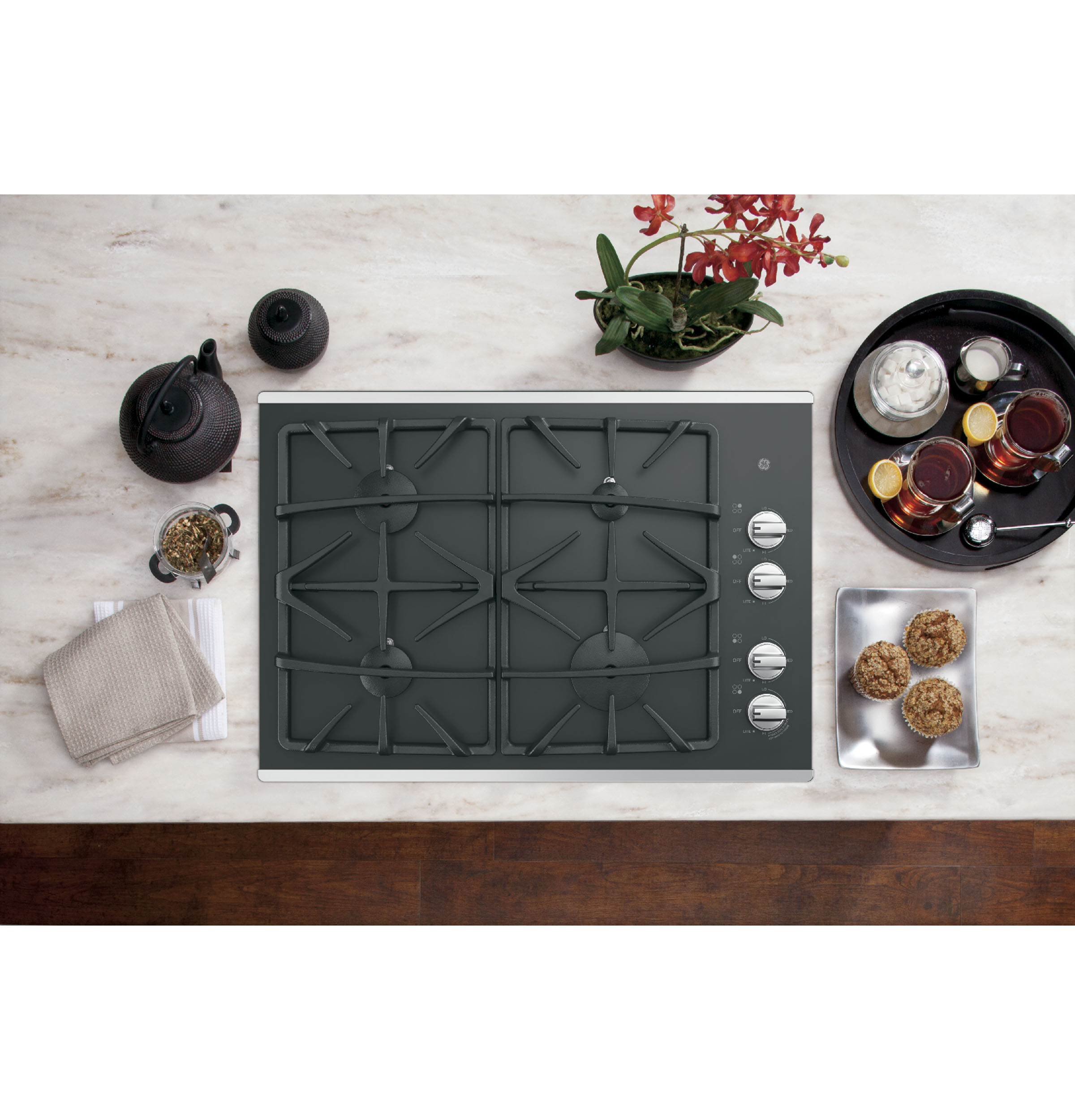 30" Built-In Gas on Glass Cooktop with Dishwasher Safe Grates JGP5530SLSS