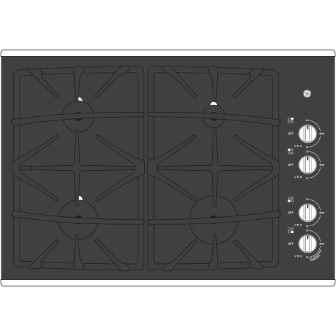 30" Built-In Gas on Glass Cooktop with Dishwasher Safe Grates JGP5530SLSS