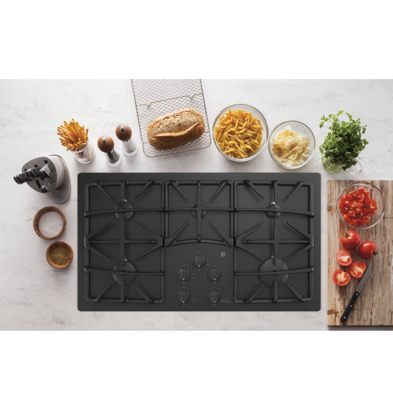 36" Built-In Gas on Glass Cooktop with 5 Burners and Dishwasher Safe Grates JGP5536DLBB