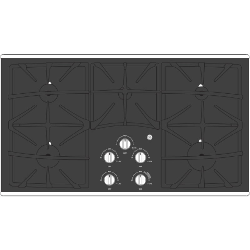 36" Built-In Gas on Glass Cooktop with 5 Burners and Dishwasher Safe Grates JGP5536DLBB