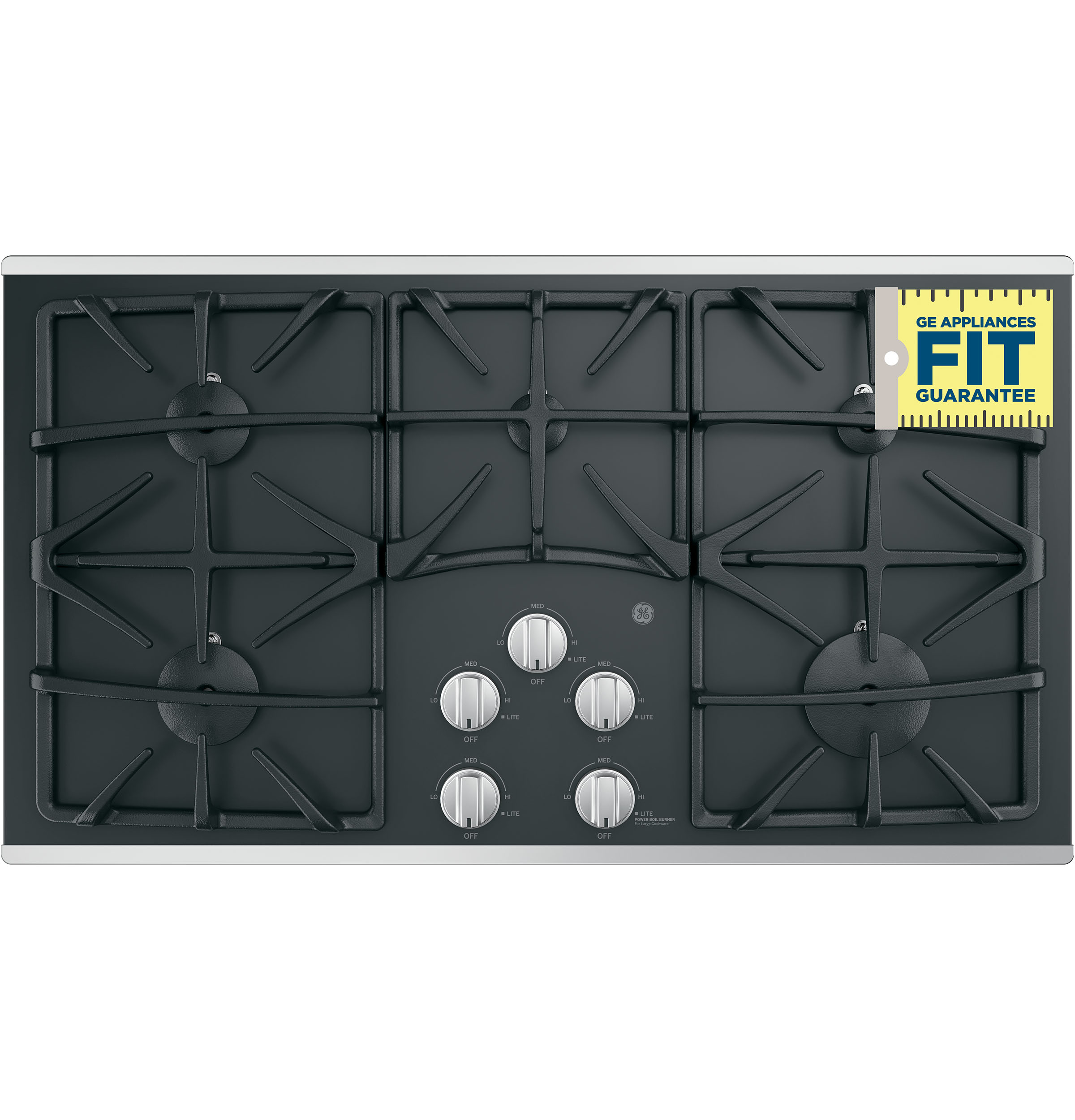 36" Built-In Gas on Glass Cooktop with 5 Burners and Dishwasher Safe Grates JGP5536SLSS
