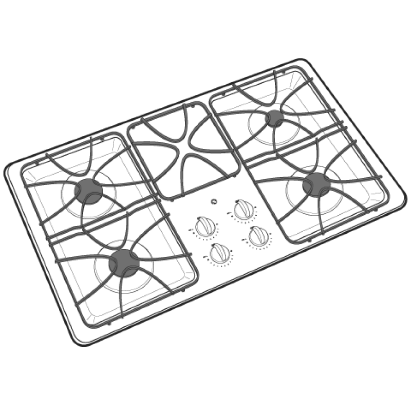 36" Built-In Gas Cooktop JGP628WEKWW