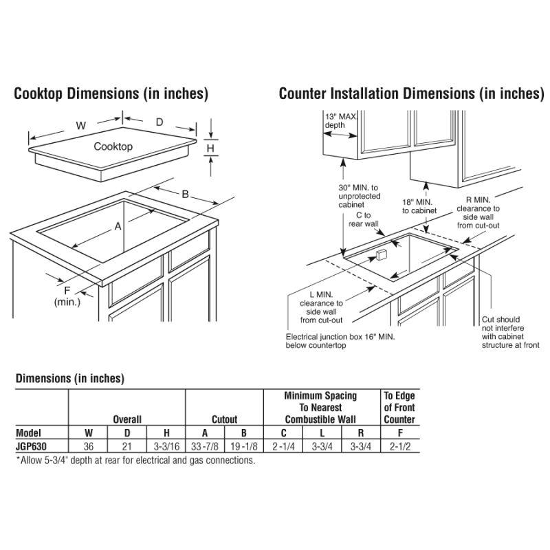 36" Built-In Gas Cooktop JGP630WEKWW