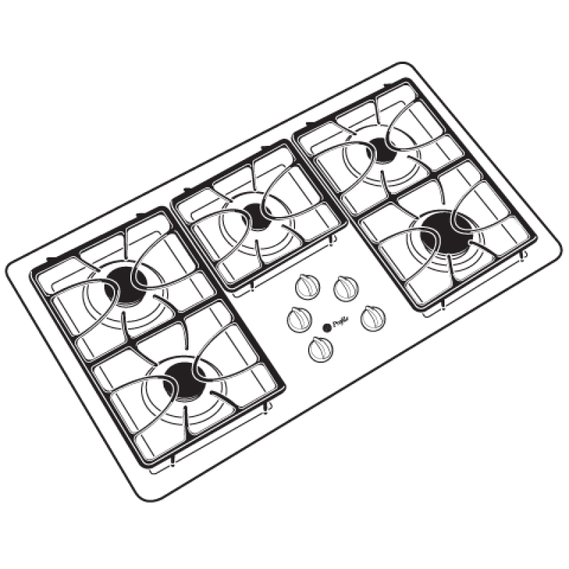 36" Built-In Gas Cooktop JGP633DETWW