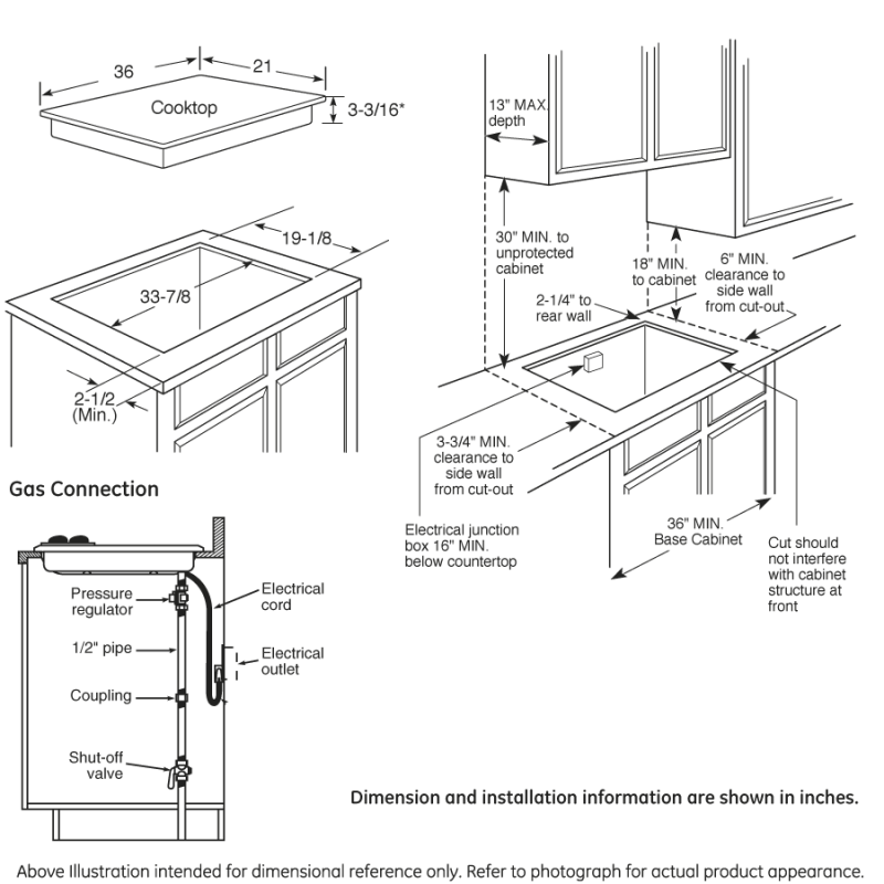 36" Built-In Gas Cooktop JGP633DETWW