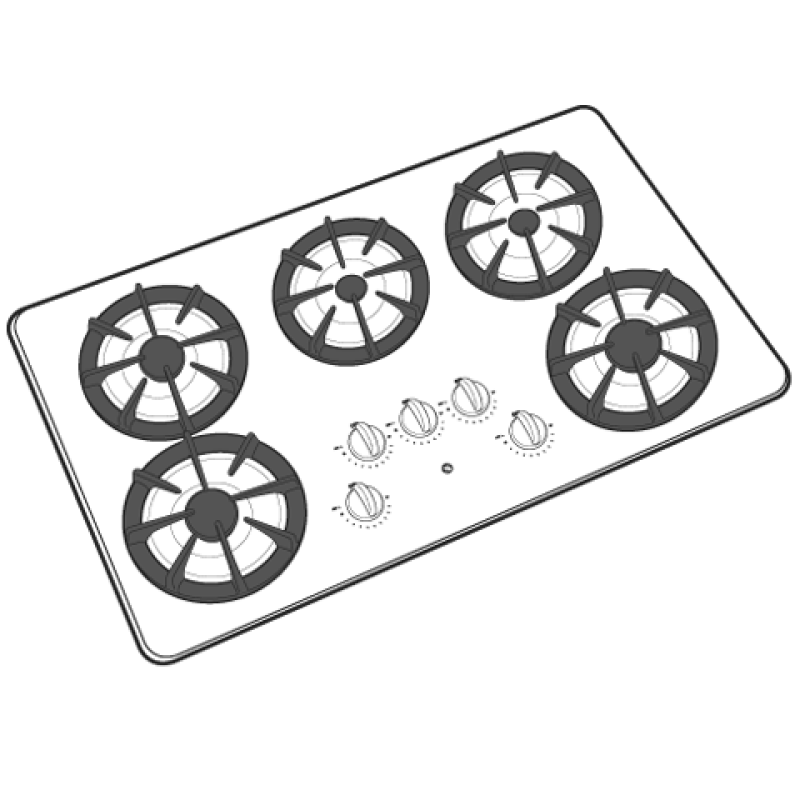 36" Built-In Gas Cooktop JGP637WEJWW