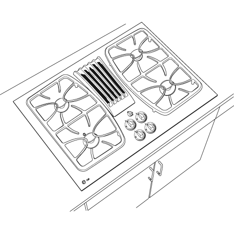 30" Built-In Gas Downdraft Cooktop JGP989TKWW