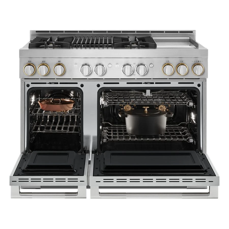 RISE 48" Gas Professional-Style Range with Chrome-Infused Griddle and Grill JGRP748HL