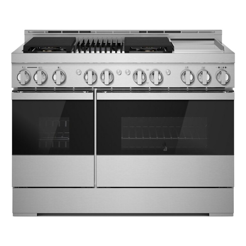 JennAir NOIR 48" Gas Professional-Style Range with Chrome-Infused Griddle and Grill Floating Glass Black JGRP748HM Picture 1