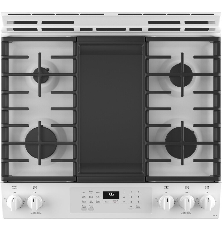 30" Slide-In Front-Control Convection Gas Range with No Preheat Air Fry JGS760DPWW