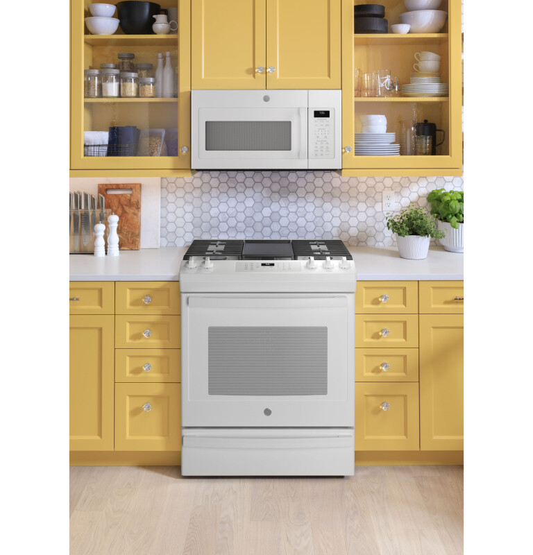 30" Slide-In Front-Control Convection Gas Range with No Preheat Air Fry JGS760DPWW