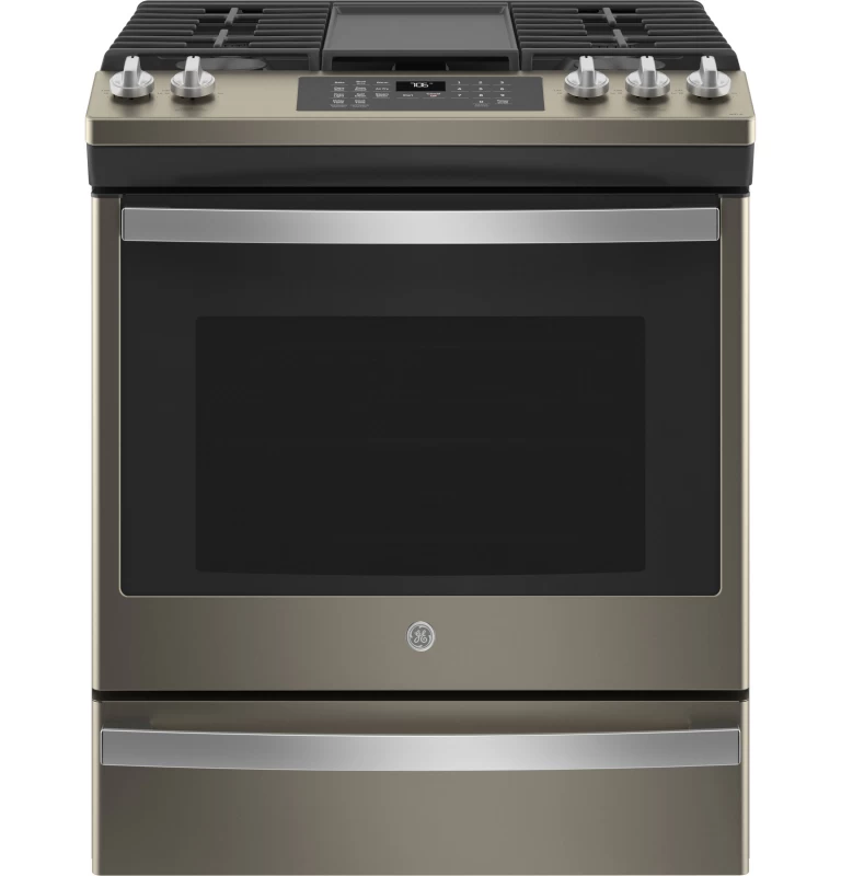 GE 30" Slide-In Front-Control Convection Gas Range with No Preheat Air Fry Stainless Steel JGS760EPES Picture 1