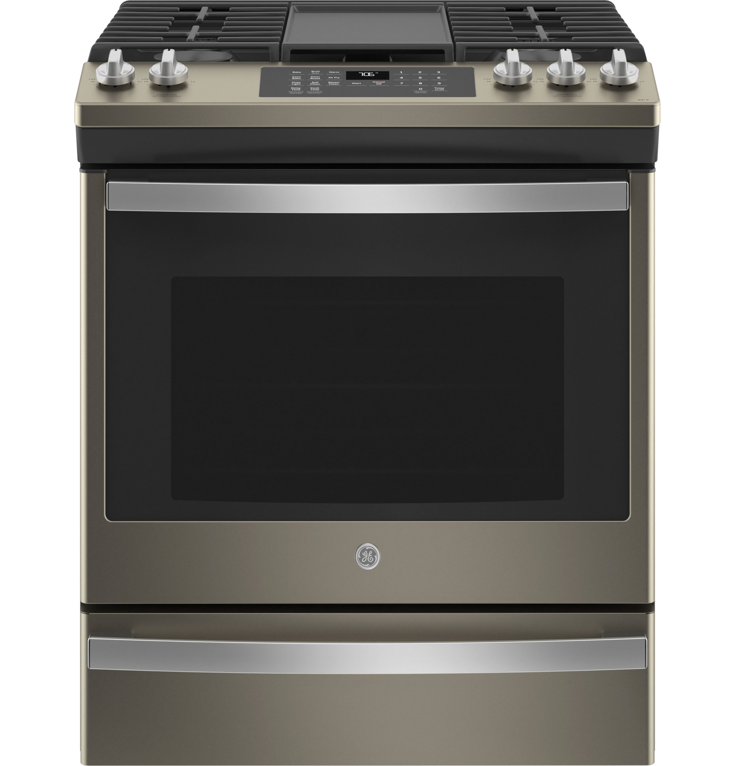GE 30" Slide-In Front-Control Convection Gas Range with No Preheat Air Fry Slate JGS760EPES Picture 1