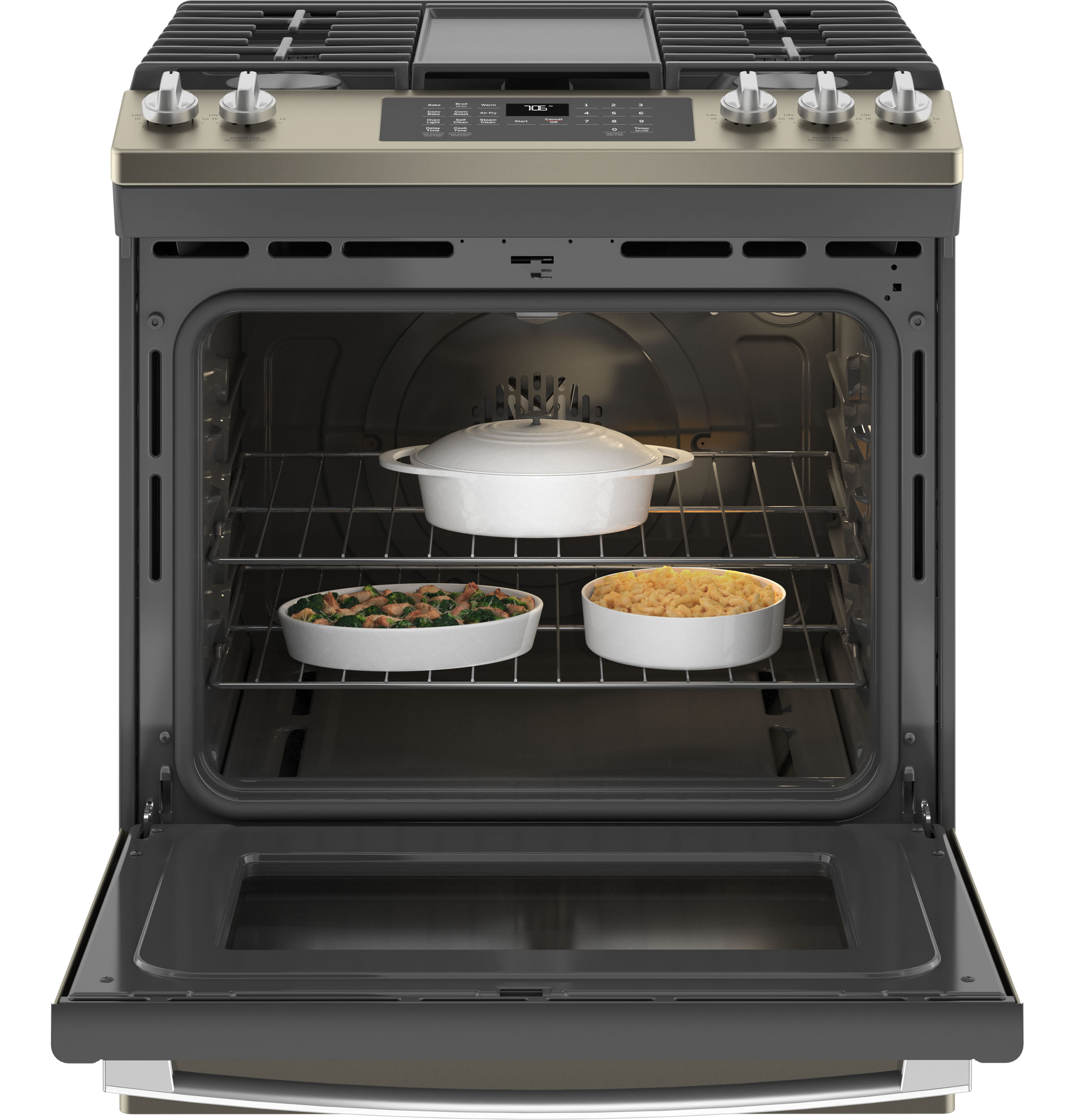 30" Slide-In Front-Control Convection Gas Range with No Preheat Air Fry JGS760EPES