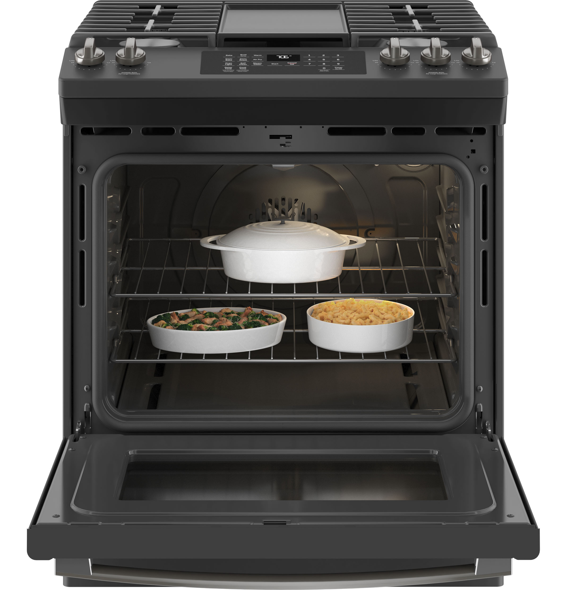 30" Slide-In Front-Control Convection Gas Range with No Preheat Air Fry JGS760FPDS